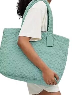 COACH Quilted Tote Bag in Mint Green